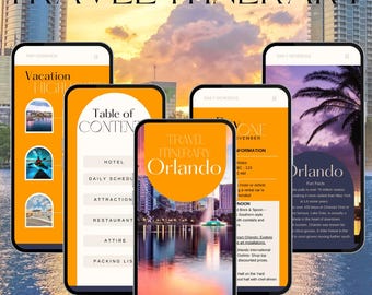 Orlando E-Itinerary Template, 4-Day Travel Guide (Canva Editable Digital Download)