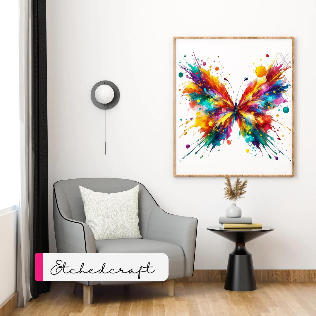 Watercolor Butterfly Wall Art Print – Vibrant Abstract Splatter ...