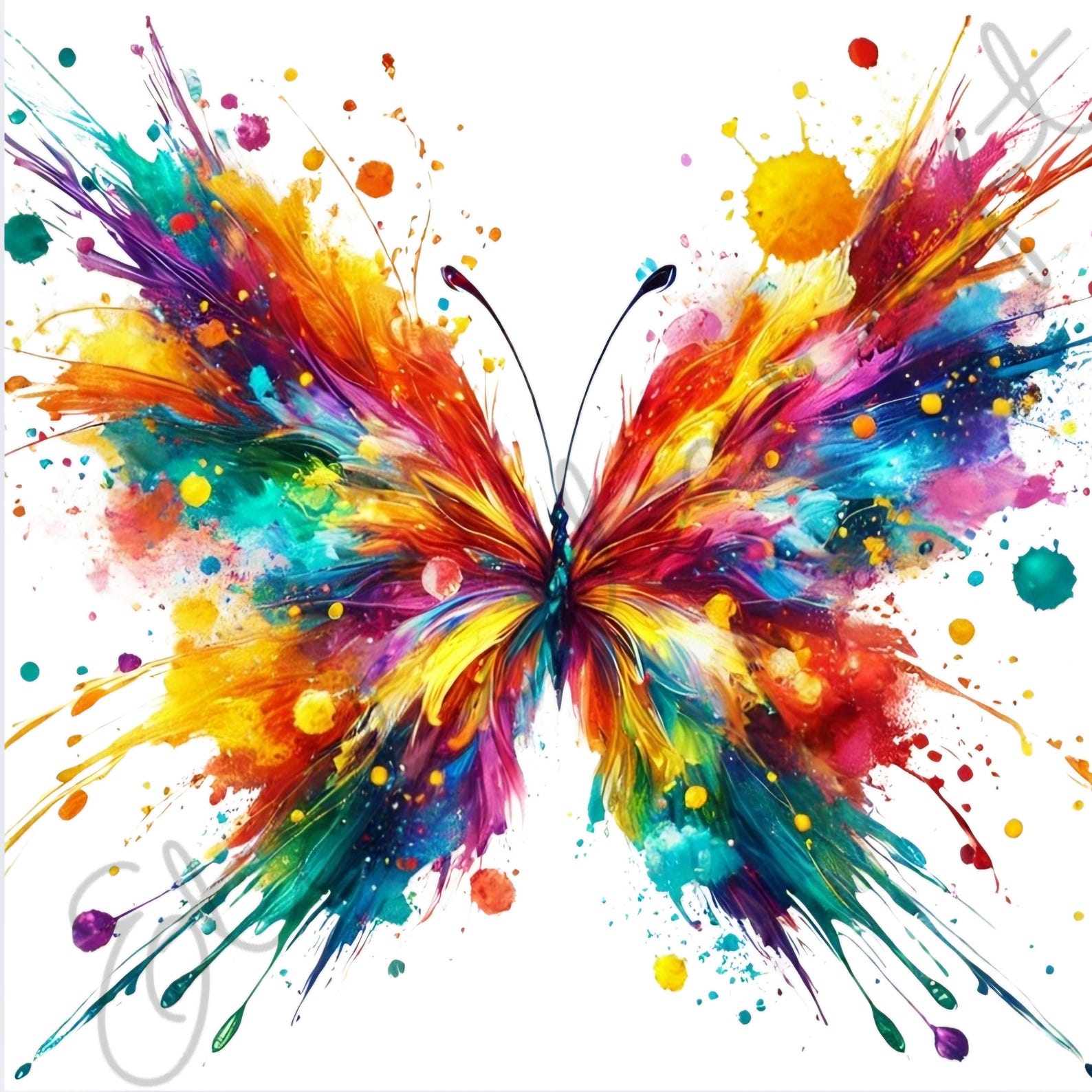 Watercolor Butterfly Wall Art Print – Vibrant Abstract Splatter ...