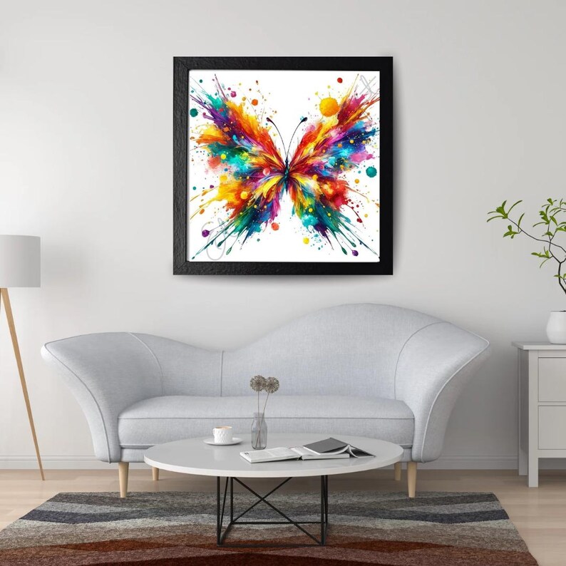 Watercolor Butterfly Wall Art Print – Vibrant Abstract Splatter ...