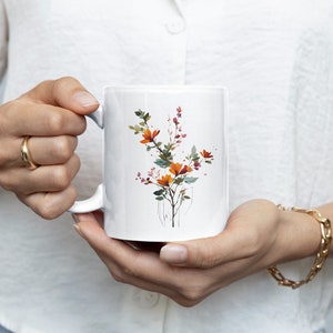 Blooming Branches Watercolor Ceramic Mug, 11oz
