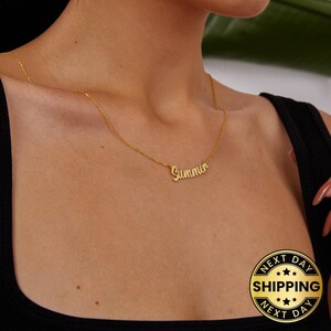 14K Solid Gold Name Necklace: Personalized Handmade Jewelry