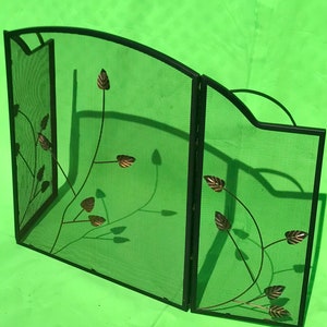 Vintage Wrought Iron Decorative Fireplace Screen With Leaves image 8