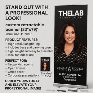 Retractable Banner with Stand – Custom Design for Realtors, Businesses & Events – Includes Carrying Case