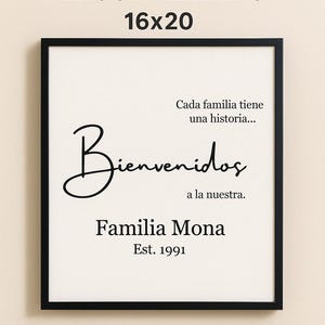 Cuadro de Bienvenida Personalizado – Decoración Familiar con Nombre y Año