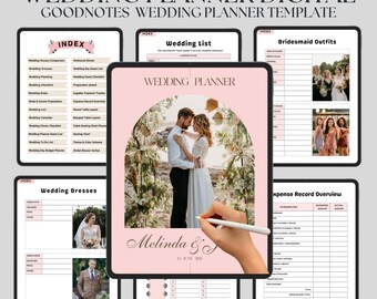 GOODNOTES Wedding Planner Template Digital Download, PDF format, Minimalist Wedding Planner, Budget, Vision Boards, Hyperlinked, PDFplanner