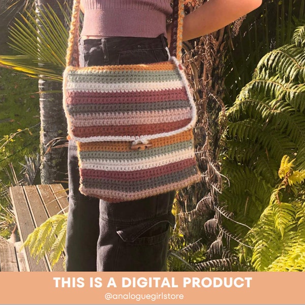 Crochet Pattern Striped Shoulder Bag Crochet Messenger Bag Pattern