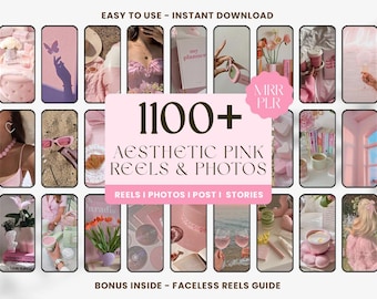 Pink Instagram Reels & Post Templates: MRR/PLR Canva Bundle