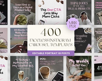 400+ anonieme Instagram-carrouselsjablonen | Minimalistisch esthetische IG Post, MMR/PLR (digitale download)
