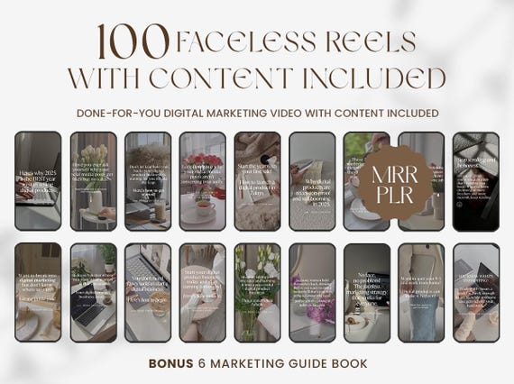 100 Faceless Reels with Caption Include, MRR/PLR (Digital Download)