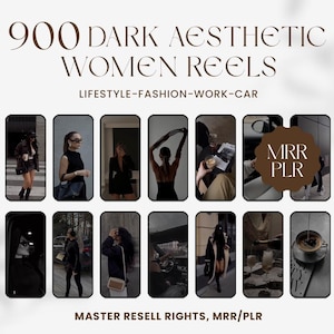 Reels de mujeres con estética oscura, video sin rostro, marketing digital, con derechos de reventa, MRR/PLR
