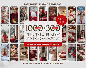 Kerstbundel Instagram-rollen, stockfoto's, haken, sociale media (MRR) en digitale download (PLR)