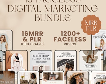 Ansiktslöst digitalt marknadsföringspaket: MRR och PLR, Canva-mallar (digital nedladdning)