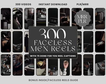300 Faceless Men Reels Dark Aesthetic With Done For You Content Digital Marketing Videos With Master Resell Rights, MRR/PLR, Canva