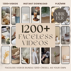 1200+ Faceless Aesthetic Videos for Instagram Reels, Minimalist Faceless Digital Marketing Videos With Master Resell Rights, MRR/PLR, Canva