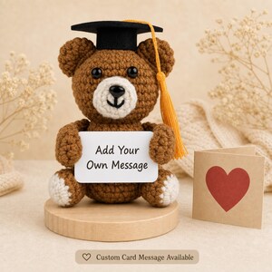 Orsetto laurea personalizzato, mini orso crochet con tocco, biglietto custom classe 2026