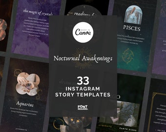 Cosmic Dark Witch Instagram Story Templates for Canva | Tarot Readers | Healers | Astrology