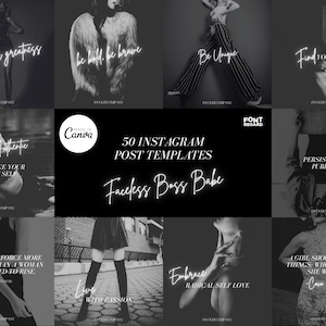 Faceless Boss Babe Empowering Quotes Instagram Templates Editable in Canva