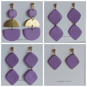 Ohrringe VALERIE | Fimo Polymer Clay | 18 Karat vergoldet | Flieder | Lila