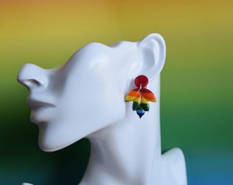 Polymer Clay Ohrringe RAINBOW | Ohrstecker aus Edelstahl | Bunte, Regenbogen Ohrringe