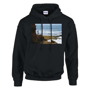 Surfer Unisex Pullover Hoodie – Beach Vibes Sweatshirt, Surfing Graphic Hoodie, Coastal Casual Wear