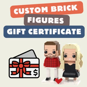 Certificado de regalo para figuras de ladrillo personalizadas Bono de regalo de minifiguras personalizadas Regalo personalizable para foto de pareja Regalo de Navidad para él