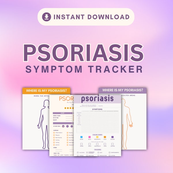 Psoriasis Symptoms Tracker Planner | Psoriasis Skin Care Health and Wellness Progress | Psoriasis Management