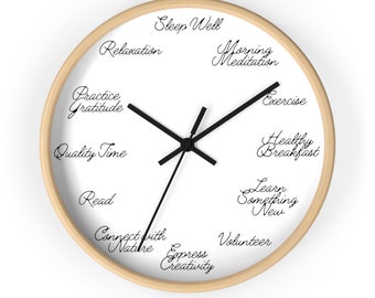 Positive Vibes Clock - Inspirerende 10" Houten Wandklok, Stil Mechanisme voor Home Decor & Time Management, Ideaal Housewarming Cadeau