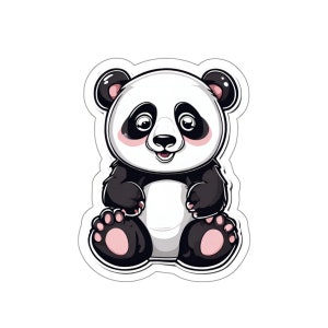 Panda Bear Decal - Glanzende Kiss-Cut Vinyl Sticker, Schattige Panda voor decoratie, Dierenliefhebber Cadeau Idee