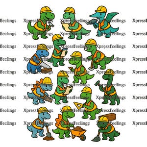 DIY Dino Stickers, 15 High Quality Sheets of Funny Mini Dinos for Kids Crafts and Party, Printable Dino Clipart Bundle, Unique Dino Sticker