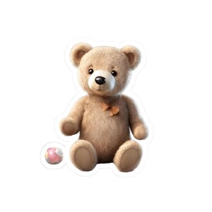 愛らしいテディベアのキスカットステッカー | かわいい子供用装飾、ノートパソコン用ステッカー、子供へのギフト、プレイルームアート、ベビーシャワーの記念品