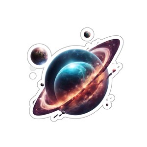 Pegatinas cortadas con besos de planetas misteriosos, calcomanías espaciales de vinilo duraderas para decoración de habitaciones de niños