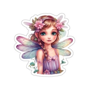 Stickers vinyles brillants, fées de la forêt, décoration durable et mignonne pour ordinateur portable, cadeau de décoration de fées en vinyle d'intérieur