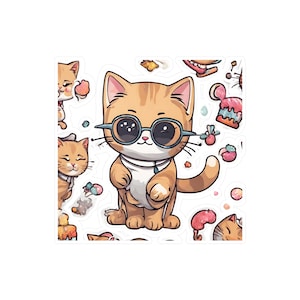 Decalcomania gatto piccolo - Vinile bianco antigraffio, adesivo gatto satinato per laptop - Regalo perfetto per la mamma gatto