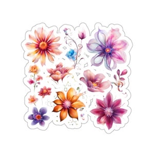 Pegatinas inspiradas en la naturaleza: flores mágicas de vinilo duradero, arte de pared para espacios interiores creativos, regalo de papelería perfecto para adolescentes