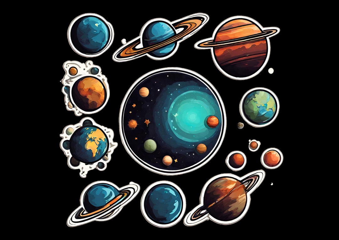 To Scale Sticker Planets Instant Download Planet Stickers - Set of 10 Printable Stickers Sets ...