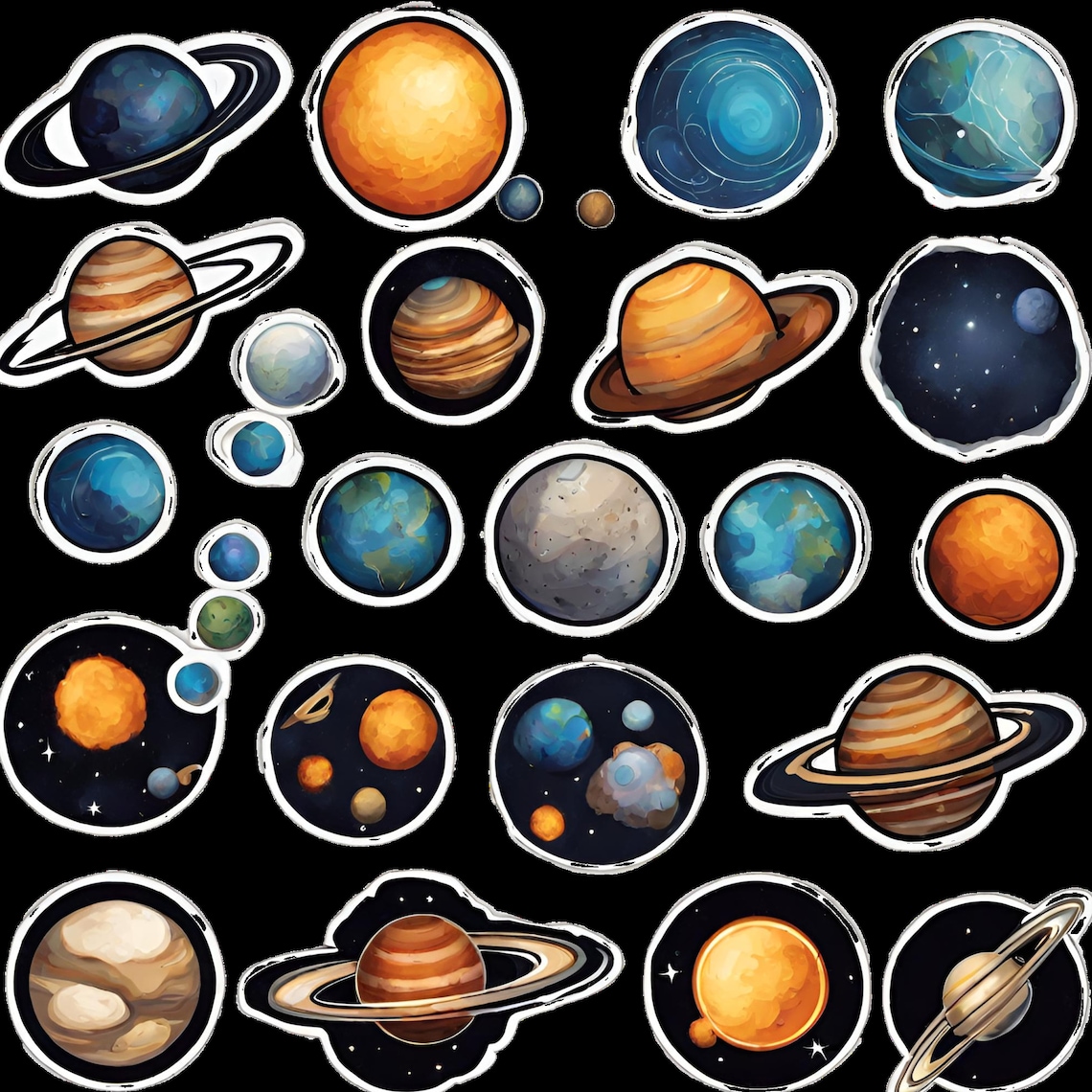 Planets Stickers Set 15 Printable Space Decals Sets, High-quality PNG ...