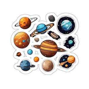 Adesivos de galáxia cósmica – decalques de planeta de vinil de alta qualidade para decoração de laptop e planejador, presente ideal para entusiastas do espaço
