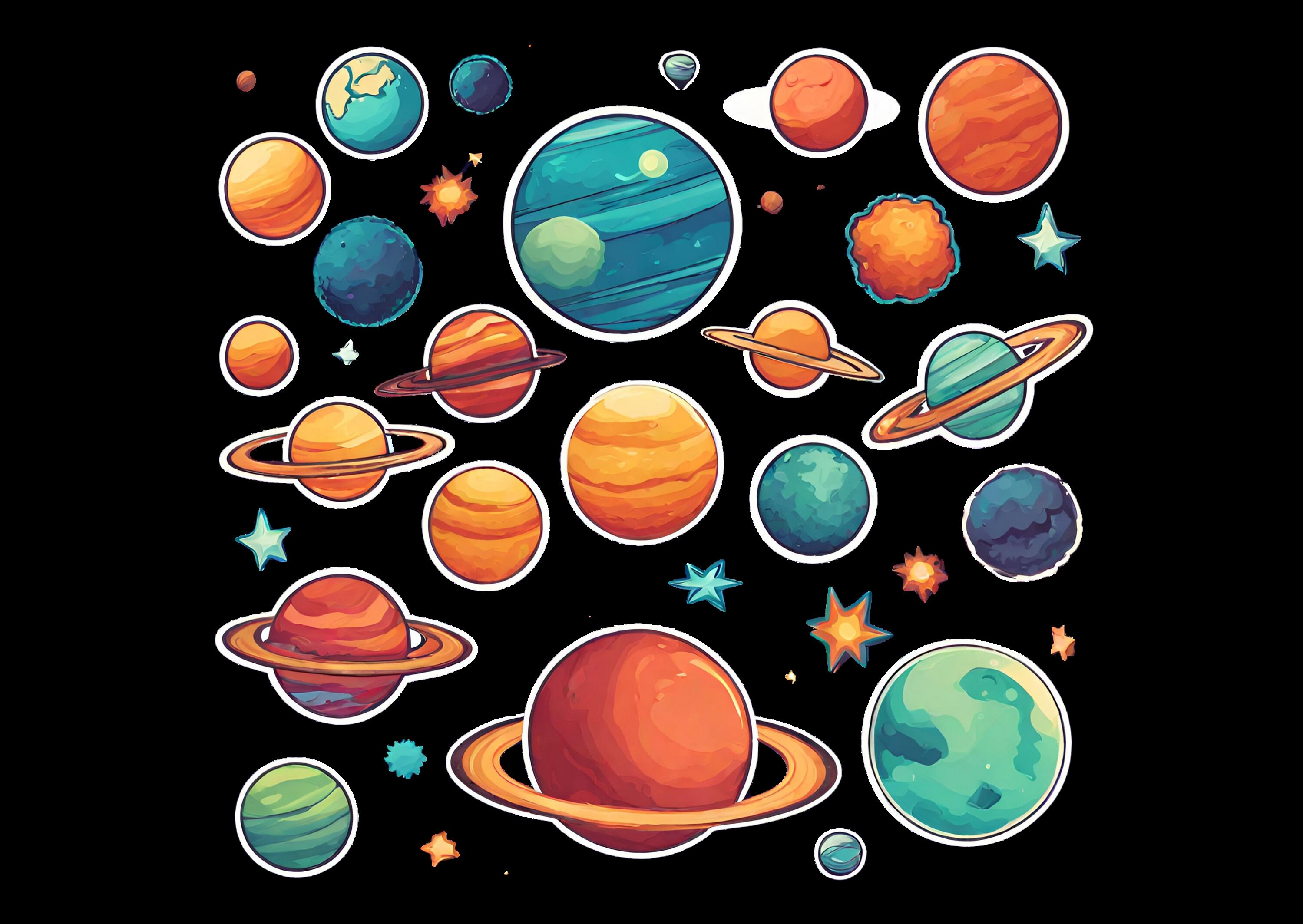 To Scale Sticker Planets Instant Download Planet Stickers - Set of 10 Printable Stickers Sets ...