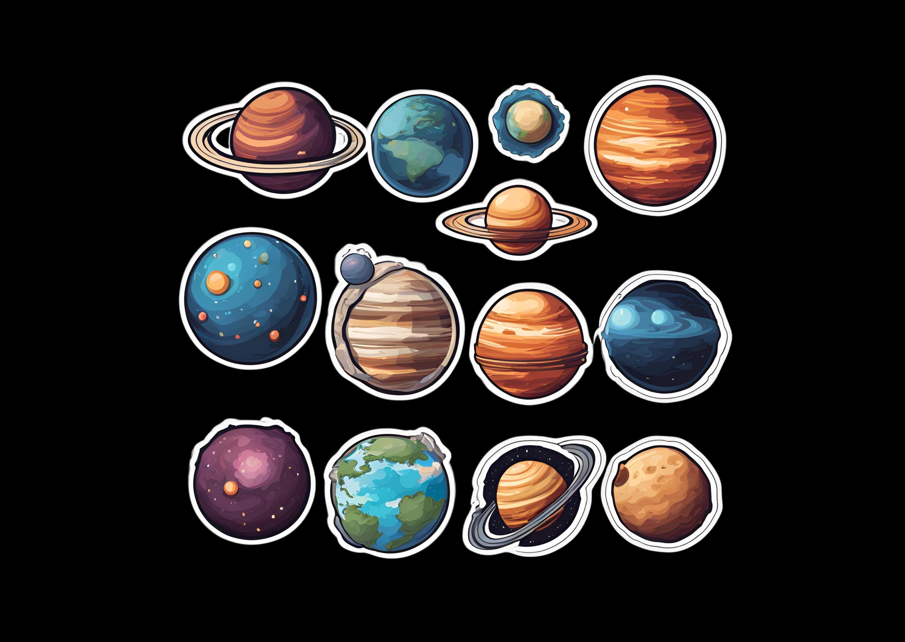 To Scale Sticker Planets 20 Sets of Printable Planets Stickers, DIY Space Stickers for Kids ...