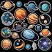 Planets Stickers Set 15 Printable Space Decals Sets, High-quality PNG ...