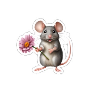 Mouse con fiori Decalcomanie per laptop, adesivi in vinile durevoli, ideali per pianificatori e diari, regalo decorativo per bambini