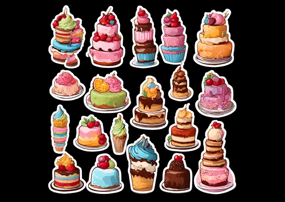 Cakes Production Sticker Printable Stickers - Sweet Cakes Designs, DIY Sticker Printing for ...