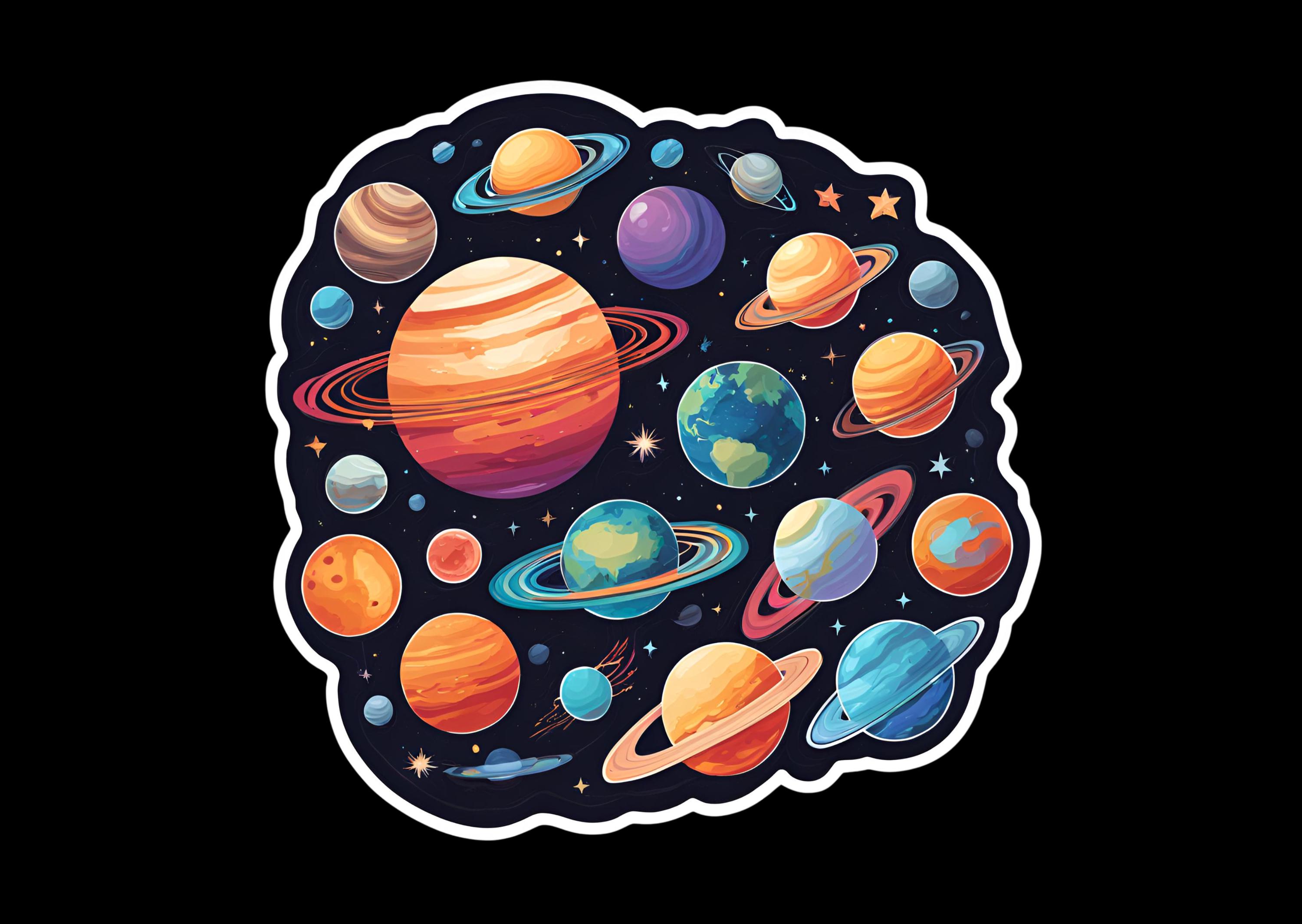 To Scale Sticker Planets 20 Sets of Printable Planets Stickers, DIY Space Stickers for Kids ...