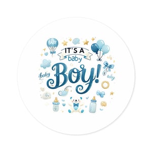 Stickers C'est un garçon, stickers ronds en vinyle résistants à l'eau et aux rayures pour baby shower, stickers cadeaux de naissance pour les nouveaux parents