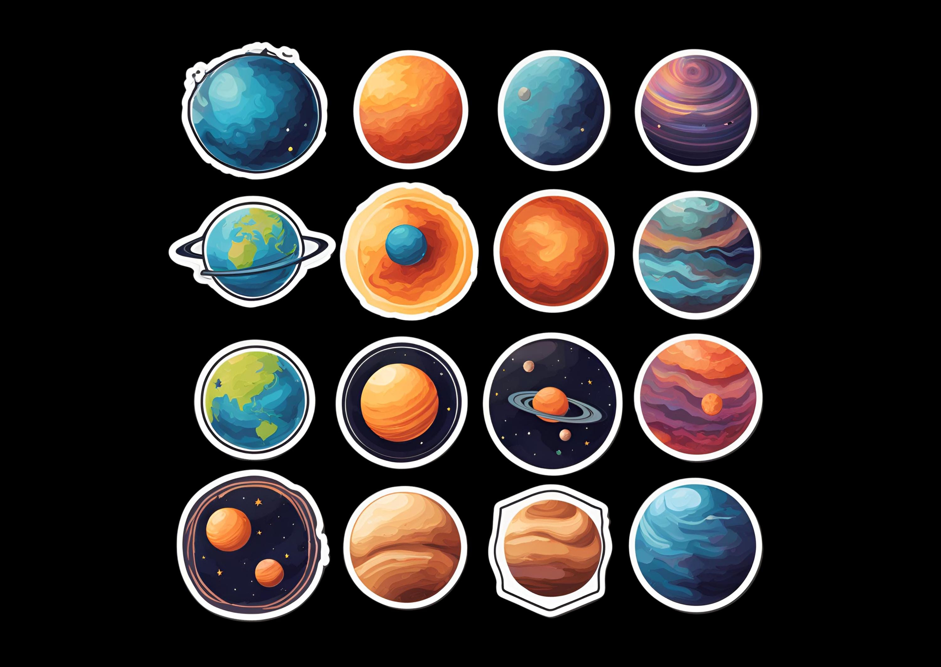 20 Sets of Printable Planets Stickers, DIY Space Stickers for Kids ...