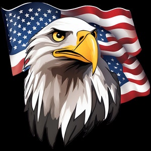 Paquete de imágenes prediseñadas de águila patriótica de EE. UU., Sublimación de águila americana de 20 PNG para decoración del 4 de julio, Descarga digital instantánea, Uso comercial