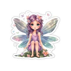 Kiss-Cut-stickers**: magische feeënstickers met lief vlindermeisje, glanzende decoratieve vinylstickers