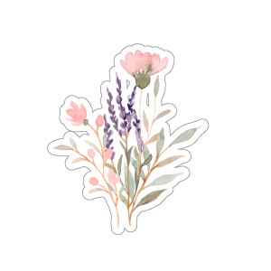 Botanische planner kiss-cut stickers - milieuvriendelijke wilde bloemenstickers met glanzende afwerking, perfect klein cadeau voor natuurliefhebbers