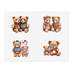 Bear Couple Stickers - Fun 5pc Vinyl Sticker Sheet Bundle for Scrapbooking, Notebooks, Party Favors - Cute Gifts for Kids & Friends